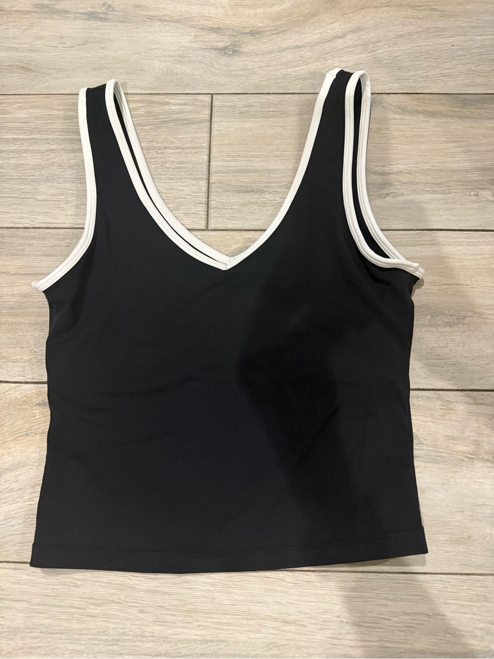 Women's Black workout Tank Top with White Trim